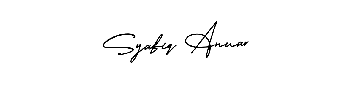 You should practise on your own different ways (AmerikaSignatureDemo-Regular) to write your name (Syafiq Anuar) in signature. don't let someone else do it for you. Syafiq Anuar signature style 3 images and pictures png